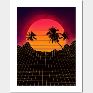 retrowave 80s art style Posters and Art